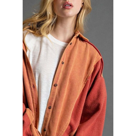 easel Jackets & Coats Easel Faded Crimson Mineral Washed Inside Out